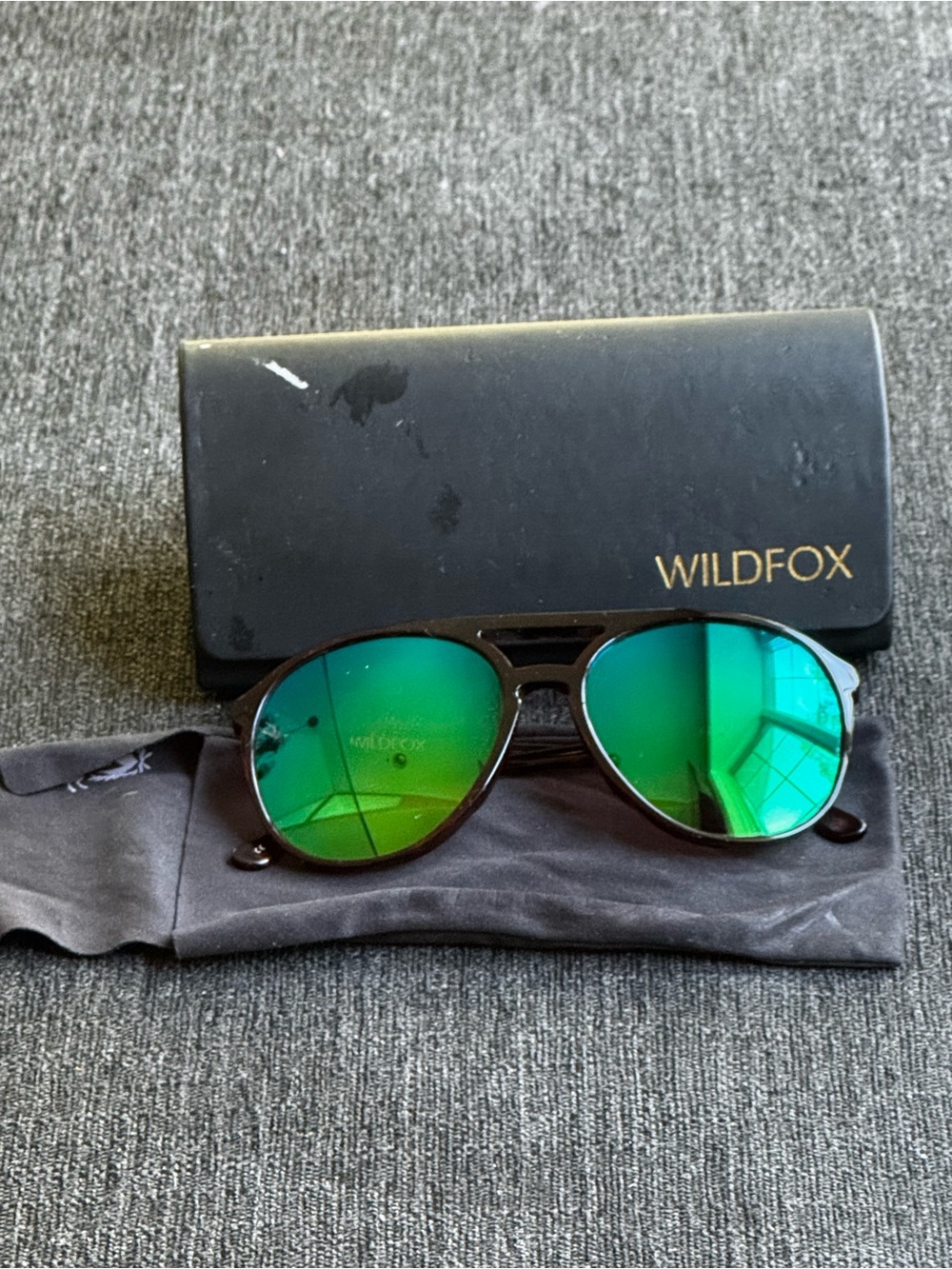 Wildfox Aviator Sunglasses with Green/Blue Mirror Lenses
